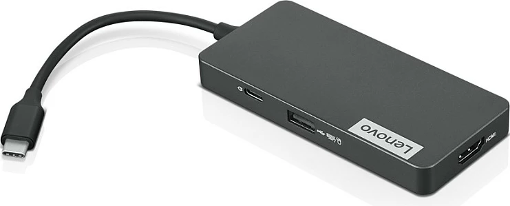 USB-C hub Lenovo 7-in-1 Travel Hub, HDMI 1.4, 2x USB-A 3.2, USB-A 2.0, USB-C, SD/microSD, gri