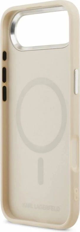 Kapak telefoni Karl Lagerfeld Karl & Choupette Pins MagSafe për iPhone Air, bezhë