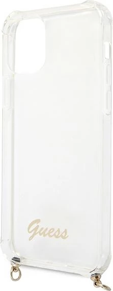 Mbështjellës Guess GUHCP12MKC4GSGO për iPhone 12/12 Pro 6.1", transparent me zinxhir të artë