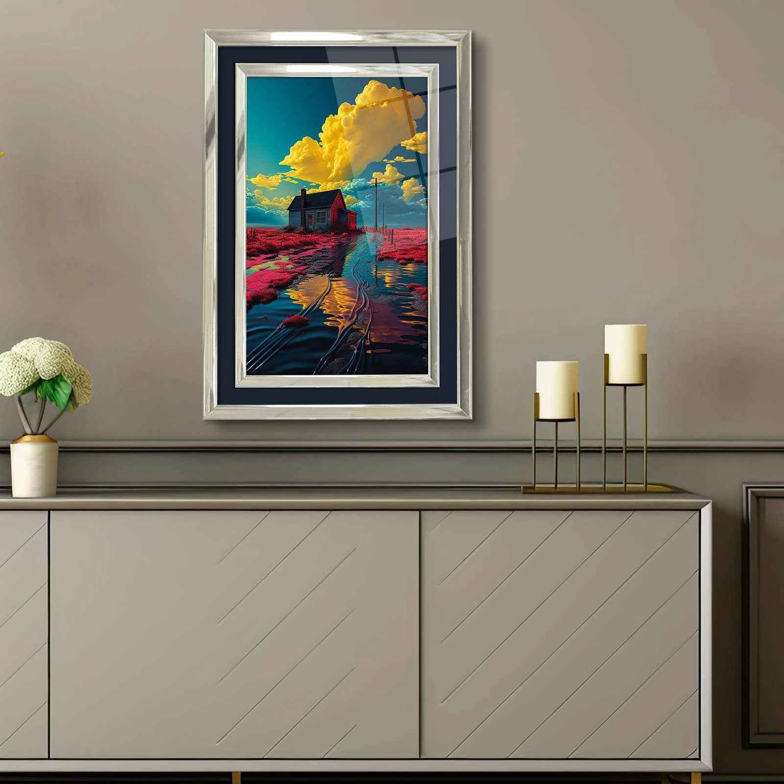 Pikturë dekorative me kornizë, shumëngjyrëshe, Wallity, 4363Kromgumusct - 008, 43x65cm