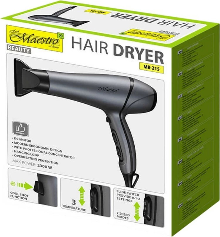 Tharëse flokësh Feel-Maestro MR-215, 2300W, e zezë/grafit