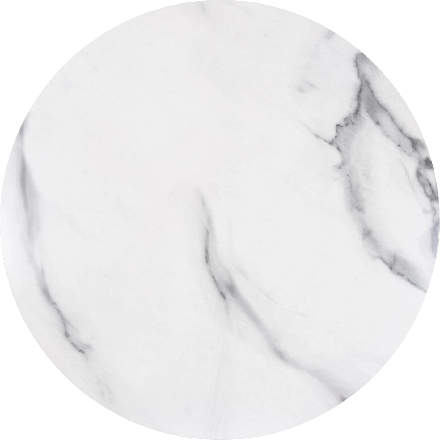 Tavolinë e rrumbullakët për ngrënie, DORIK, sipërfaqe tavoline mermeri të bardhë, MDF, këmbë MDF të bardha, Φ120x77H cm