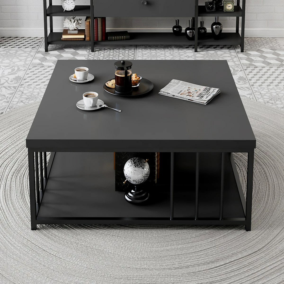 Tavolinë kafeje Skye Decor, anthracite, e zezë