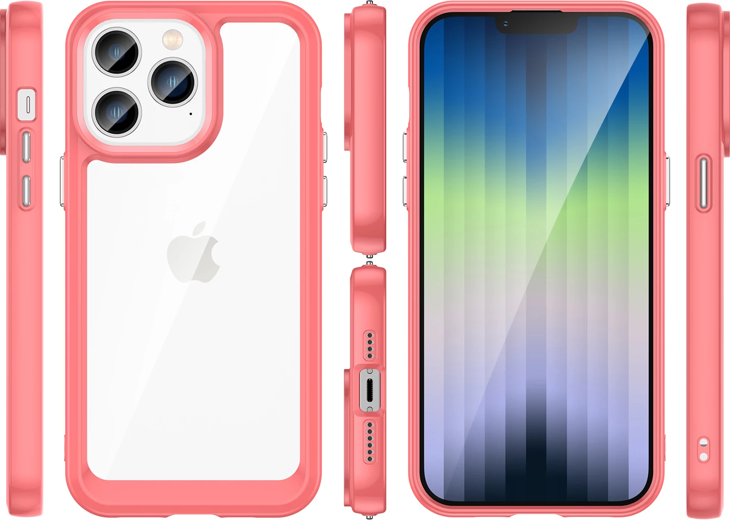 Mbështjellës Hurtel Outer Space Case për iPhone 14 Pro, hard cover me kornizë xheli, Kuqe