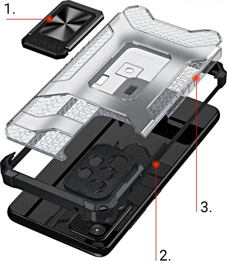 Mbështjellës Hurtel Crystal Ring Case për Samsung Galaxy A72, me këmbë mbështetëse, i zi