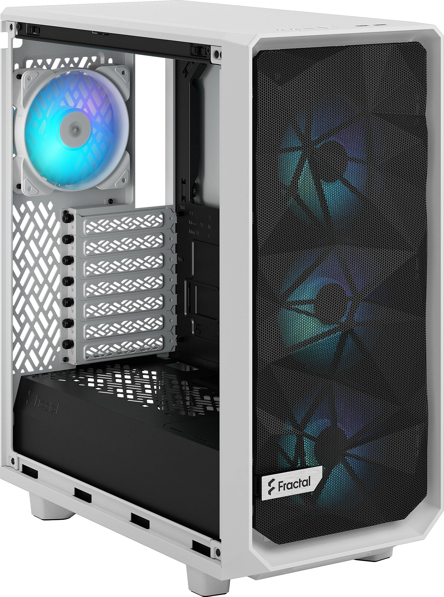 Kasë Fractal Design Meshify 2 Compact RGB, Midi Tower, Tempered Glass, e bardhë
