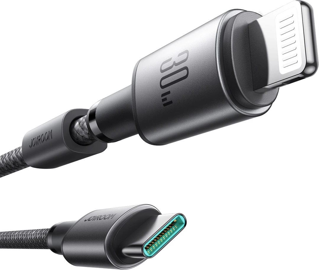 Kabllo Joyroom S-A50 Unlimited Series, USB-C në Lightning, 1.2m, 30W, me organizues magnetik, Gri