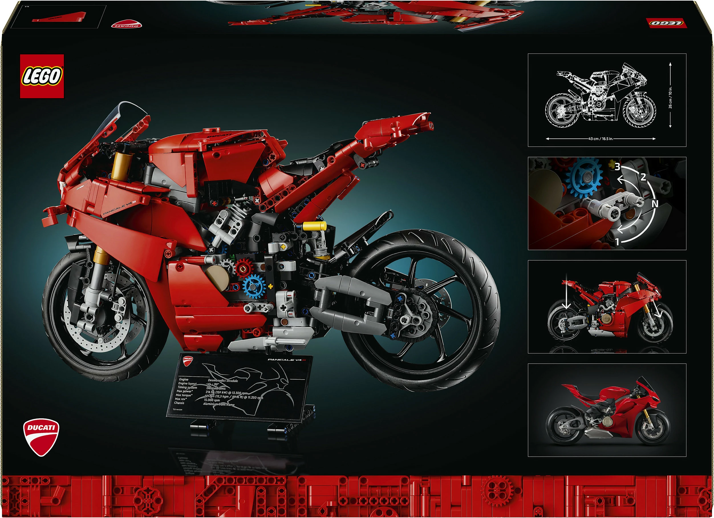 Set ndërtimi LEGO Ducati Panigale V4 S, 1603 copë, ngjyrë e kuqe