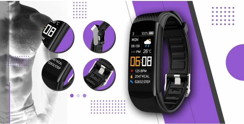 Smartwatch Giewont unisex, e zezë dhe e purpurtë