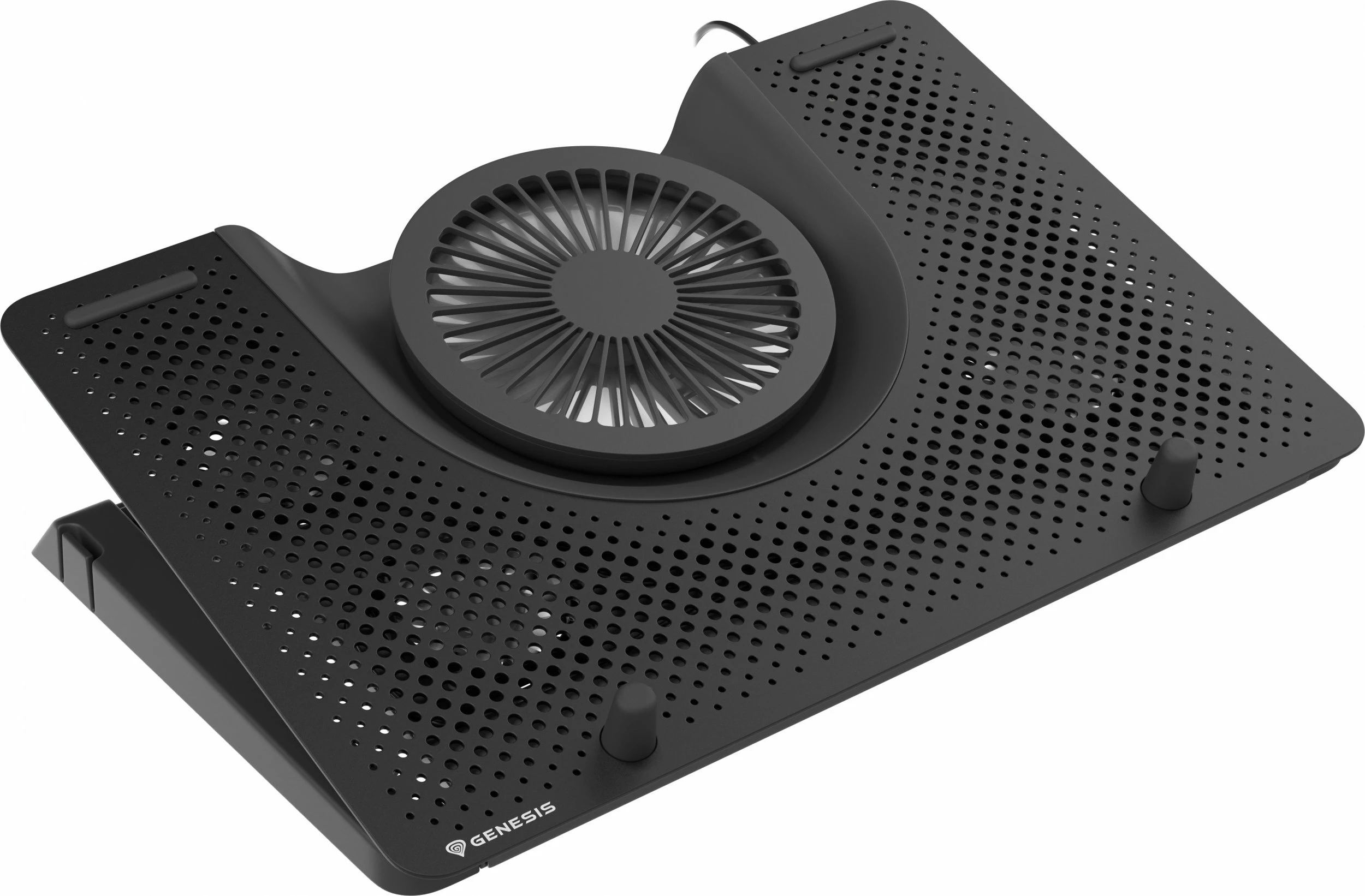 Mbajtëse ftohëse për laptop Genesis Oxide 550 NHG-1411, deri 17.3\", 5 ventilatorë, LED, USB 2.0 hub, e zezë