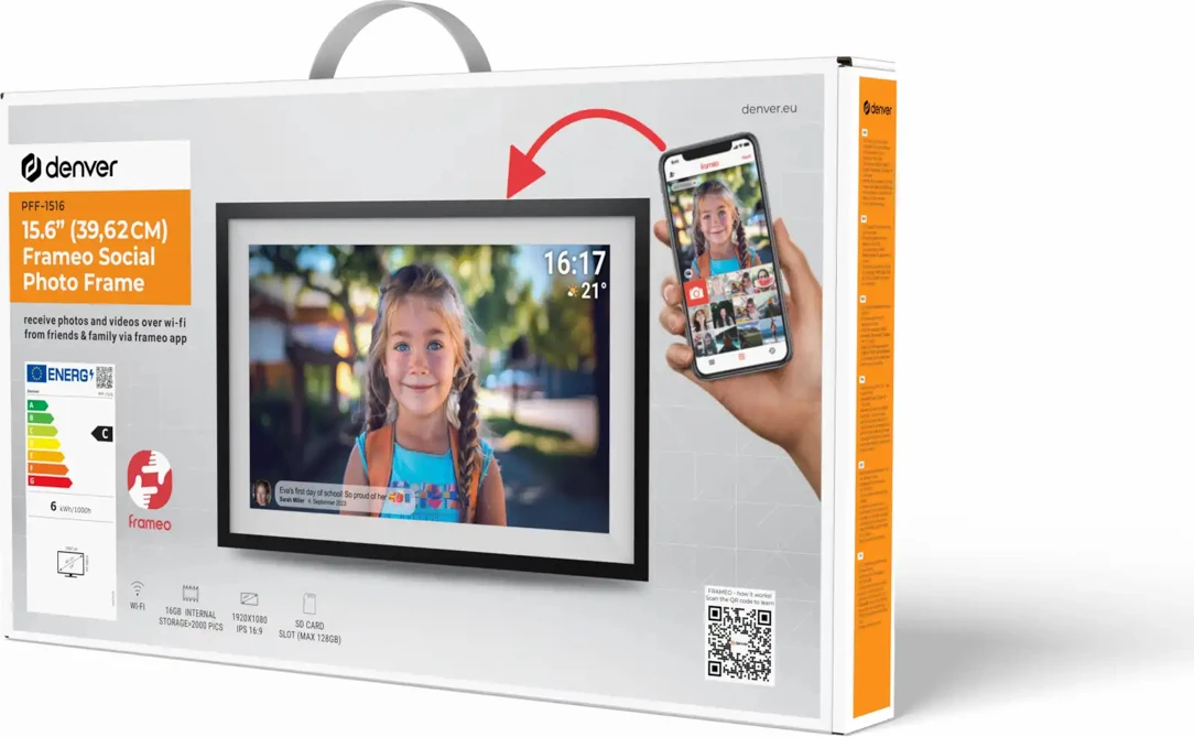 Kornizë digjitale Denver Frameo PFF-1516, 15.6", Full HD, 16 GB, e zezë