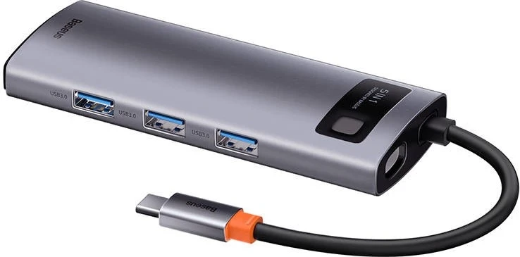 Hub USB-C 5në1 Baseus, me 3x USB 3.0 + HDMI + USB-C PD
