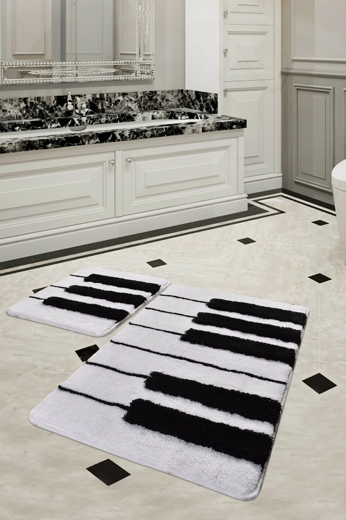 Set tapetash akrilike për banjo, dizajn piano, 2 copë, Mijolnir