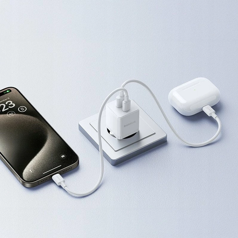 Karikues Baseus Palm BSU9056 30W 1x USB-A 1x USB-C Quick Charge/PD, i bardhë