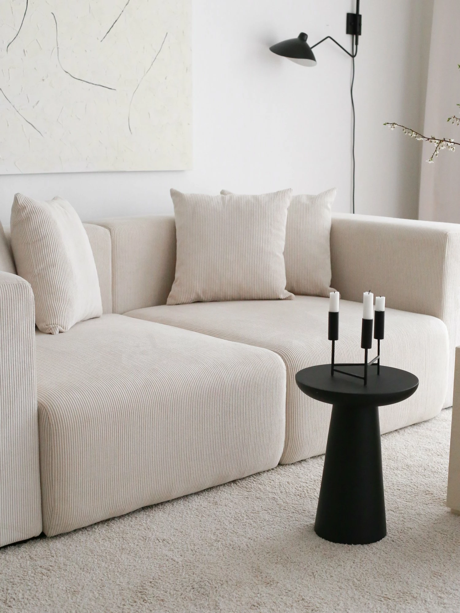 Divan treshe Atelier del Sofa, Yolo, i bardhë