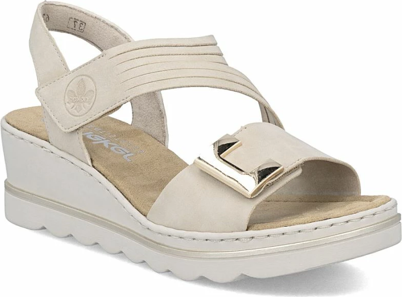 Sandale platforme femra Rieker 67410-62, bezhë