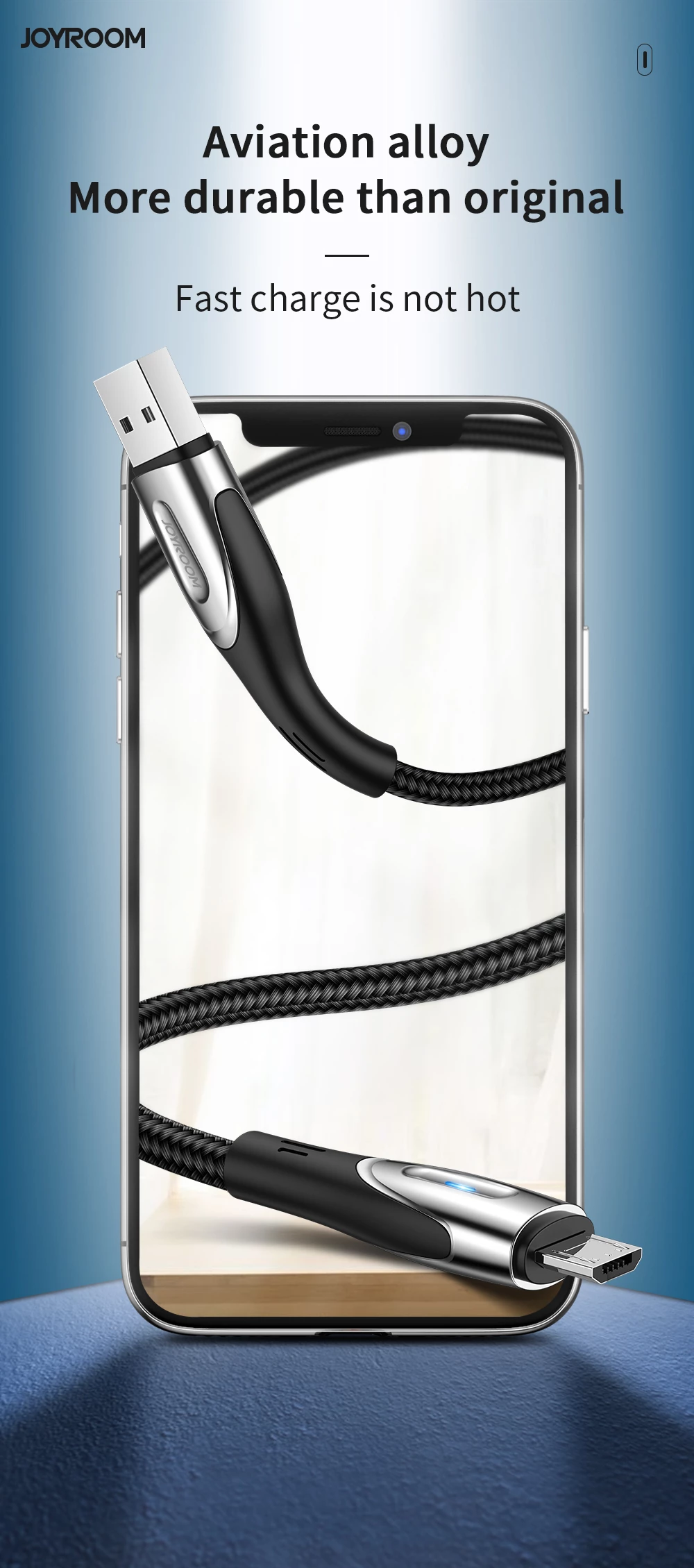 Kabllo Joyroom Sharp Series S-M411, 2m, USB-A në micro USB, 3A, e zezë