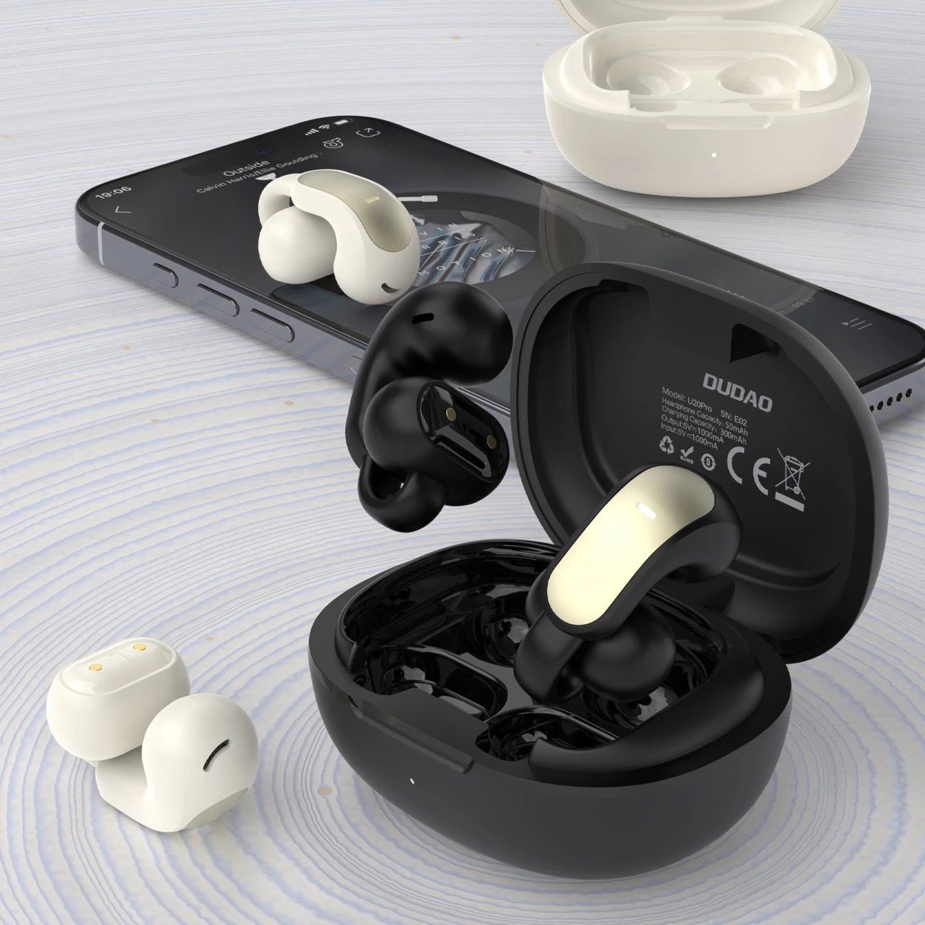 Kufje Dudao U20 Pro TWS Bluetooth 5.4, USB-C, 300 mAh/50 mAh, të zeza, paketim kuti