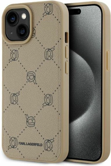 Mbështjellës Karl Lagerfeld Magsafe Karl Head për iPhone 15, Bezhe