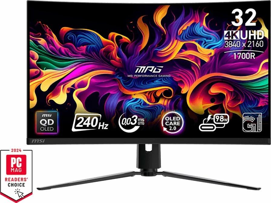 Monitor MSI MPG 321CURX QD-OLED 31.5\" 4K UHD 240Hz i lakuar 1700R, zi