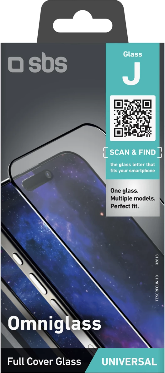 Mbrojtëse ekrani për celular, SBS, Omniglass J, universal Full Cover, xham i temperuar, ngjitje e plotë, transparent, me set aplikimi