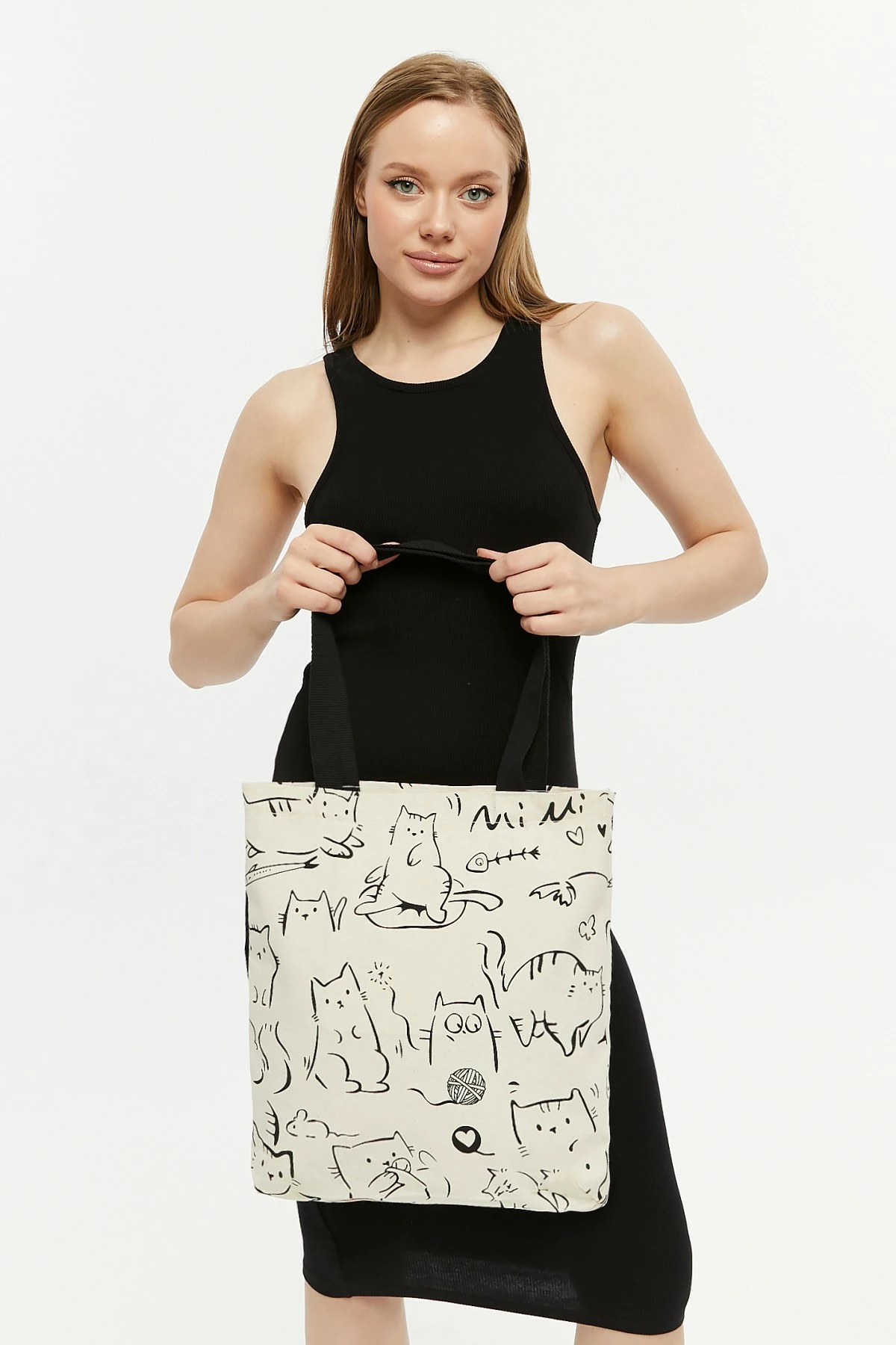 Çantë tote Zoozie Bags, krem e zezë, 2207