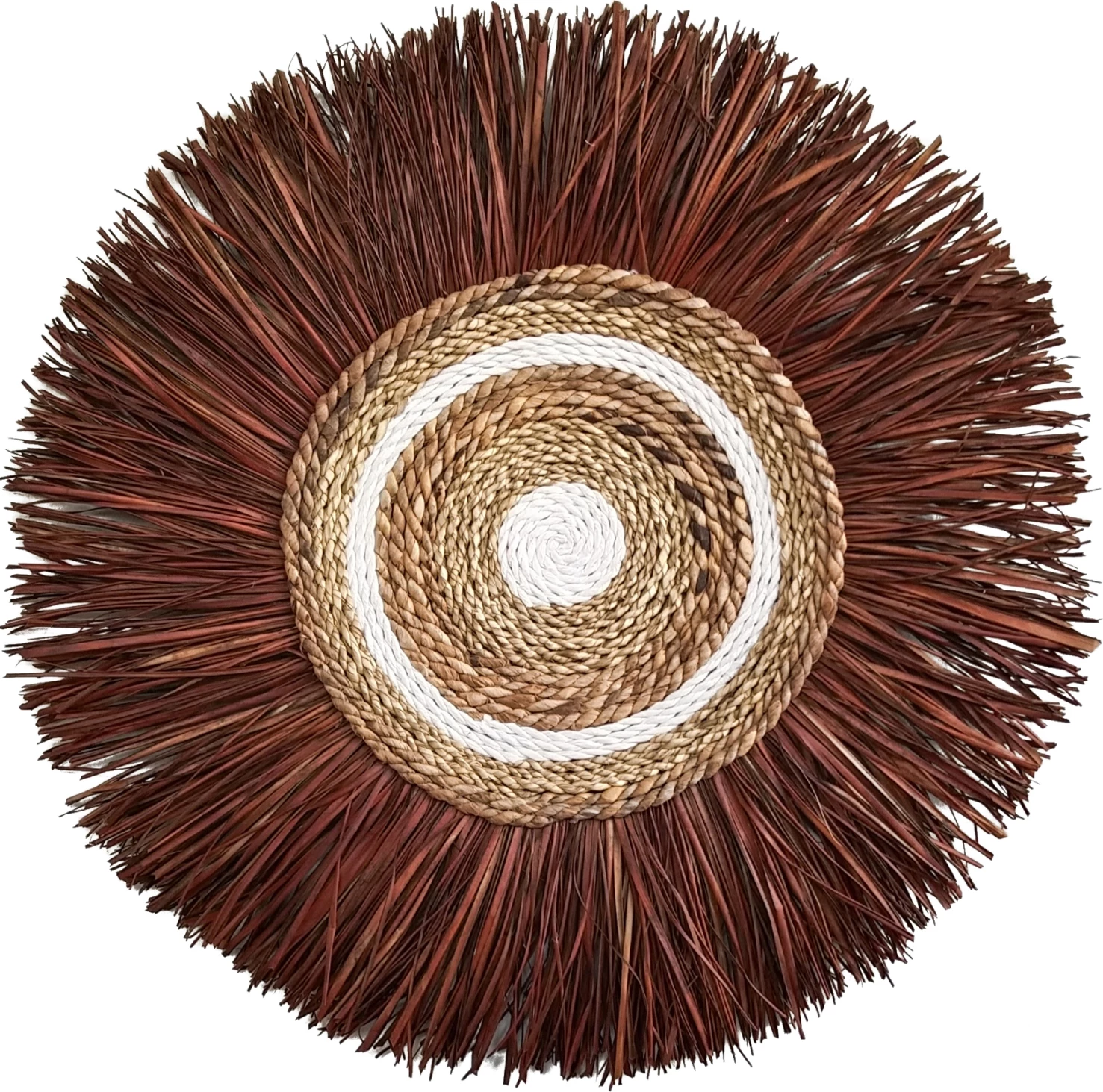 Dekor muri i rrumbullakët prej bari dhe lëvore bananeje 55x3x55Hcm.FH7792