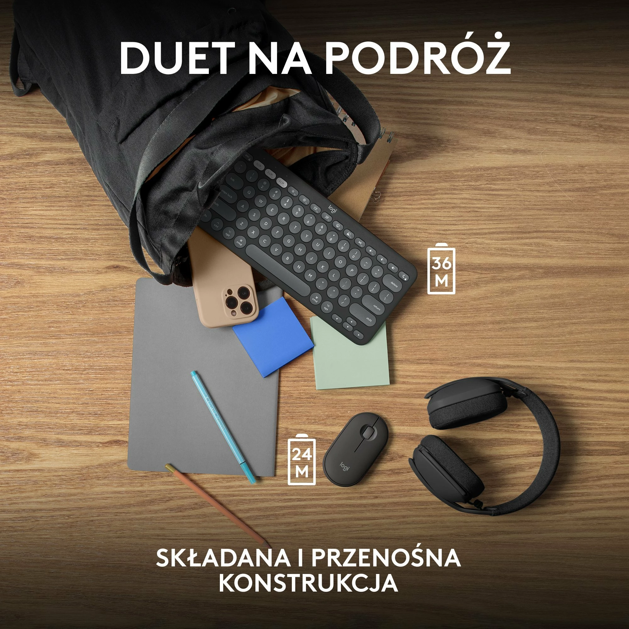 Set tastierë + Maus Logitech Pebble 2 Combo për Mac 920-012244, Bluetooth/Logi Bolt, US INTL, i zi