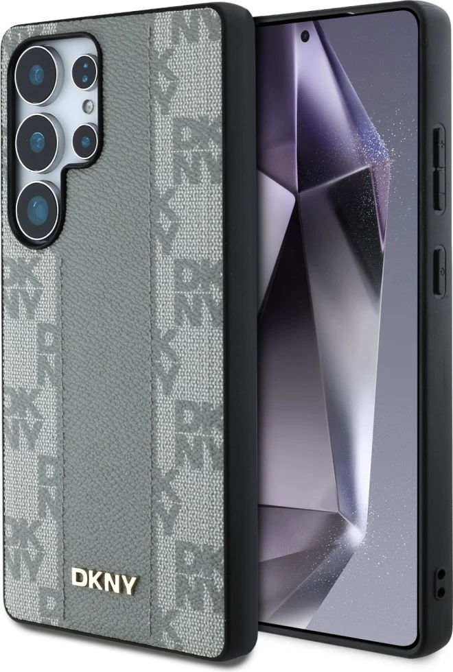 Mbështjellës DKNY Leather Checkered Pattern MagSafe për Samsung Galaxy S25 Ultra, Gri