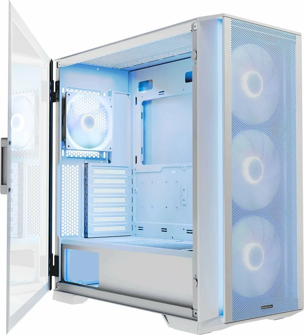 Kasë Modecom Horizon Flow ARGB AT-HORIZON-MG-ARGB-20-000000-0002 Midi Tower ATX/e-ATX, x4 ARGB fan, USB-C, e bardhë