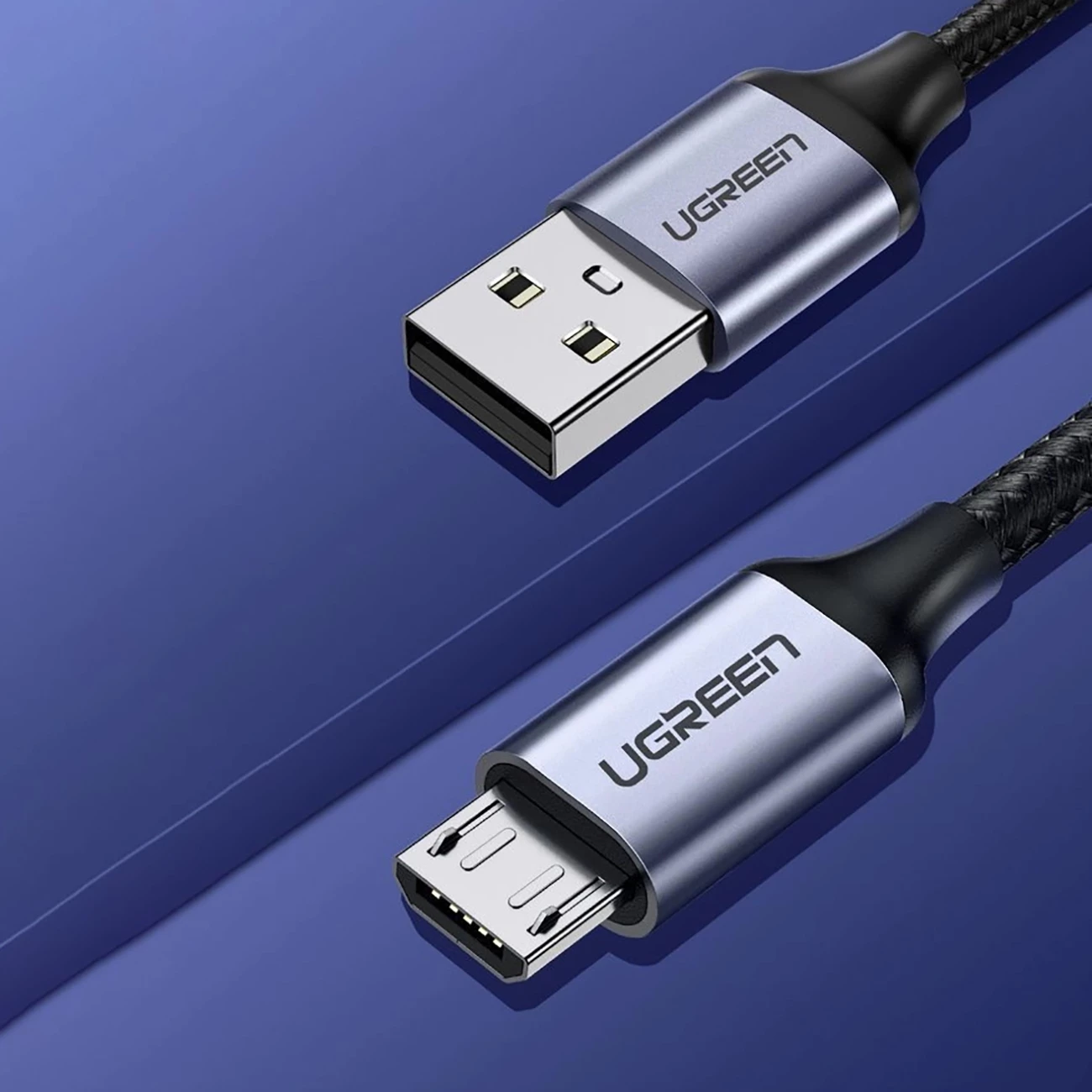Kabllo Ugreen US290 60148, USB-A në micro USB, 2m, 2.4A, Gri