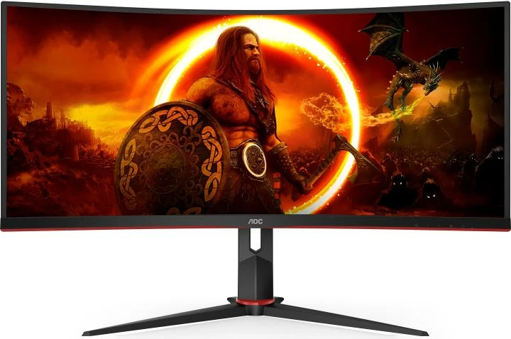 Monitor gaming, AOC, CU34G2XP/BK, 34" ultrawide i lakuar, WQHD 3440x1440, 180 Hz, 1 ms GtG, i zi