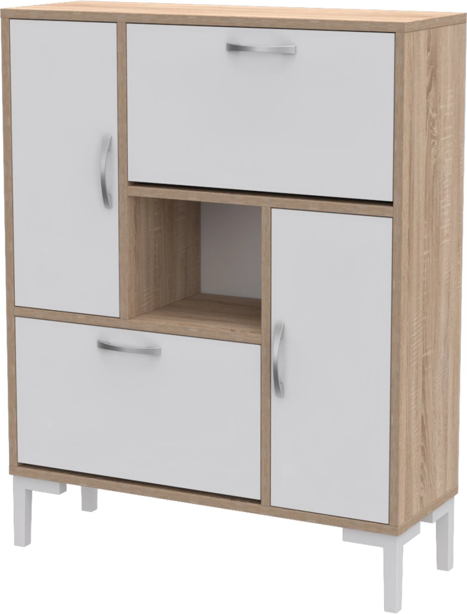 Dollap këpucësh MEDY FH18187.04 melaminë, këmbë të bardha, 86,5x30x109H cm