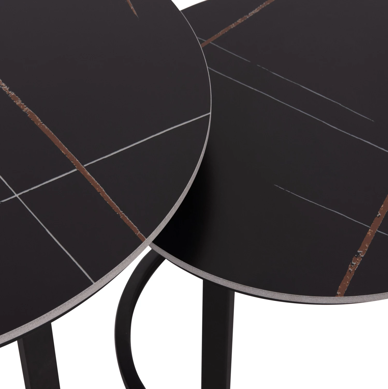 Set tavolina kafeje 2 copë, sipërfaqe qeramike, pamje mermeri të zi, TALOS FH18140.02, Φ70x45.5cm