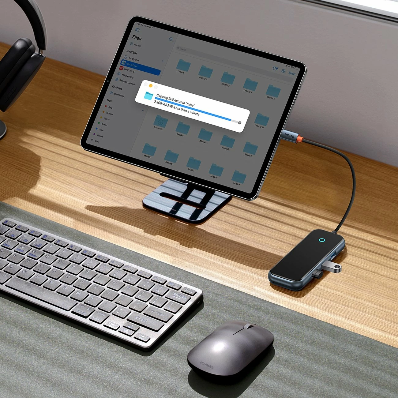 Kasë HUB Baseus AcmeJoy WKJZ010013, 4 porta, USB-C në 1x USB-C PD & Data / 3x USB3.0, Gri e errët