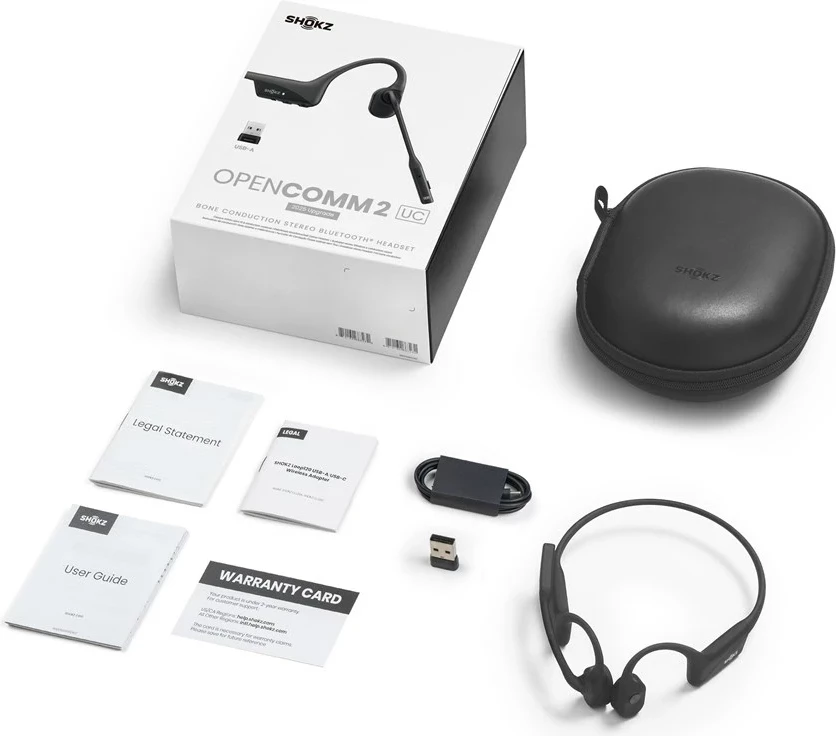 Kufje SHOKZ OpenComm2 UC 2025 Upgrade, Bluetooth, Wireless, Mikrofon Boom, E zezë