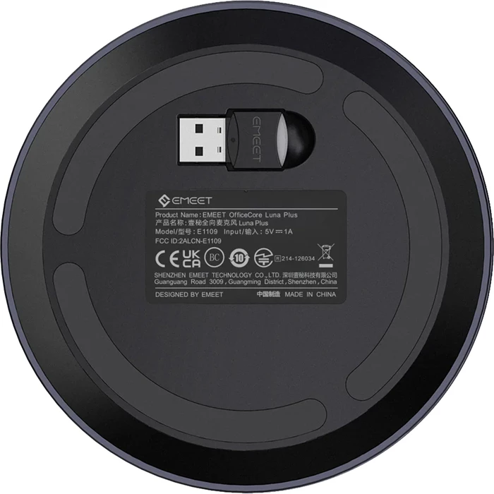 Altoparlant konferencash Emeet OfficeCore Luna Plus E1109, 8 mikrofona, Bluetooth 5.3, USB-C, bateri 2600 mAh, set me adapter USB Bluetooth A350