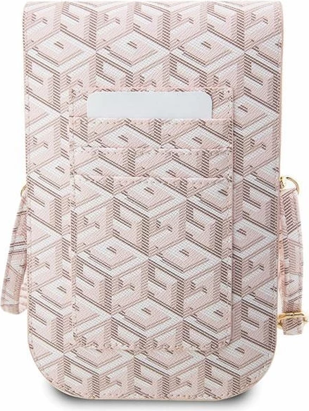 Çantë për celular Guess G Cube Stripe, eco lëkurë, rozë