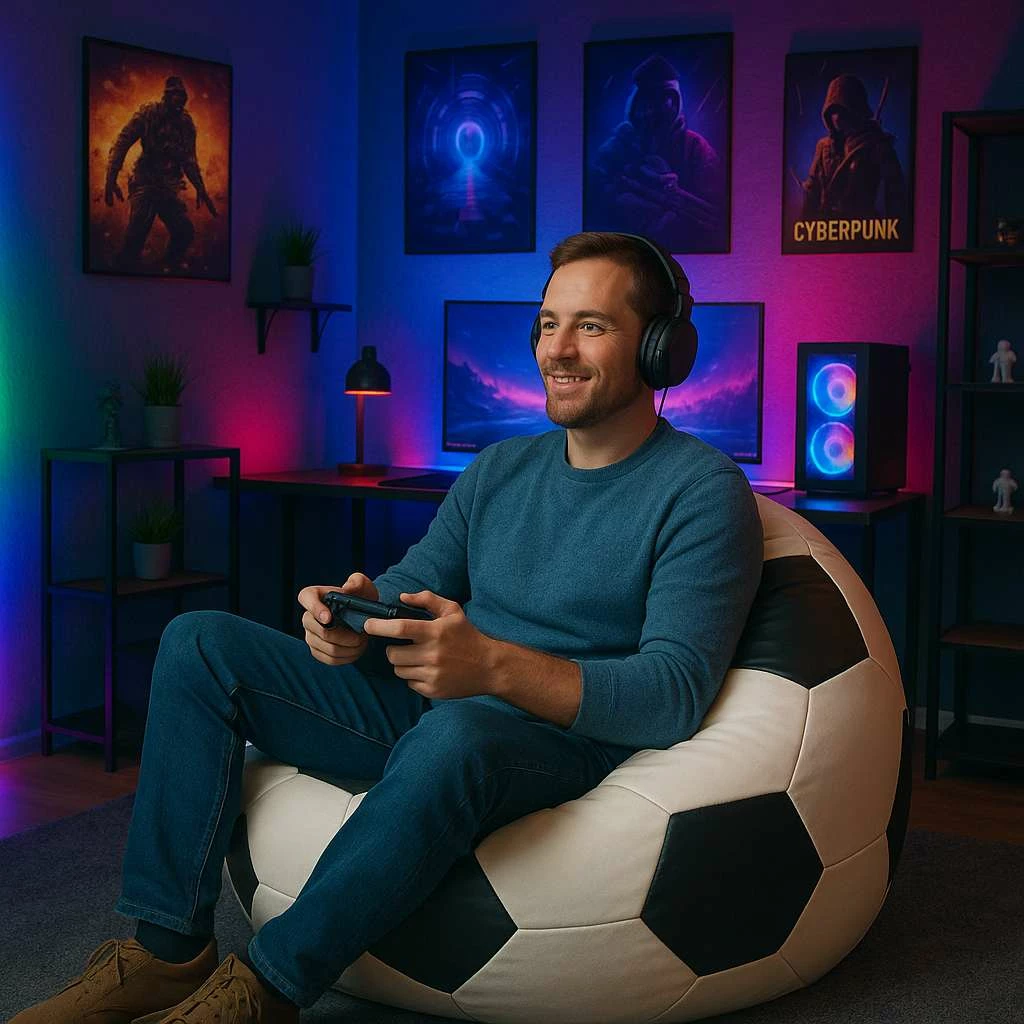 Qese ulëse futbolli, lëkurë PU, e zezë dhe e bardhë, Atelier del Sofa, e madhe