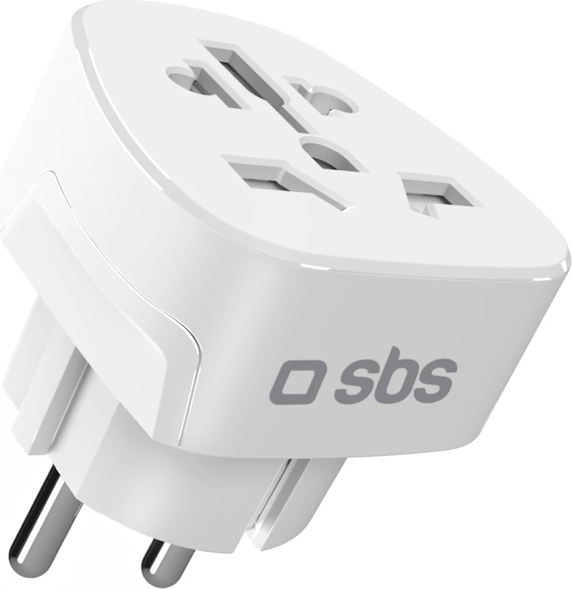Adapter prizë udhëtimi, SBS, Schuko/EU në prizë universale, 10 A 2500 W, e bardhë