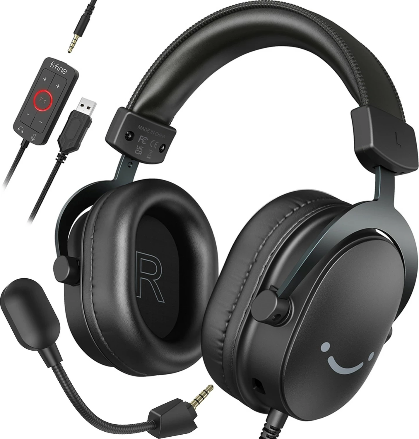 Kufje Fifine H9, 7.1 Surround, USB + 3.5mm, me mikrofon, të zeza