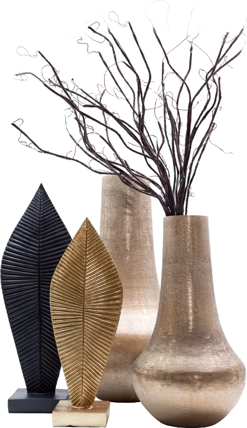 Dekor totem PANDANUS 2, polirezine, ngjyrë ari, 17x12x48cm