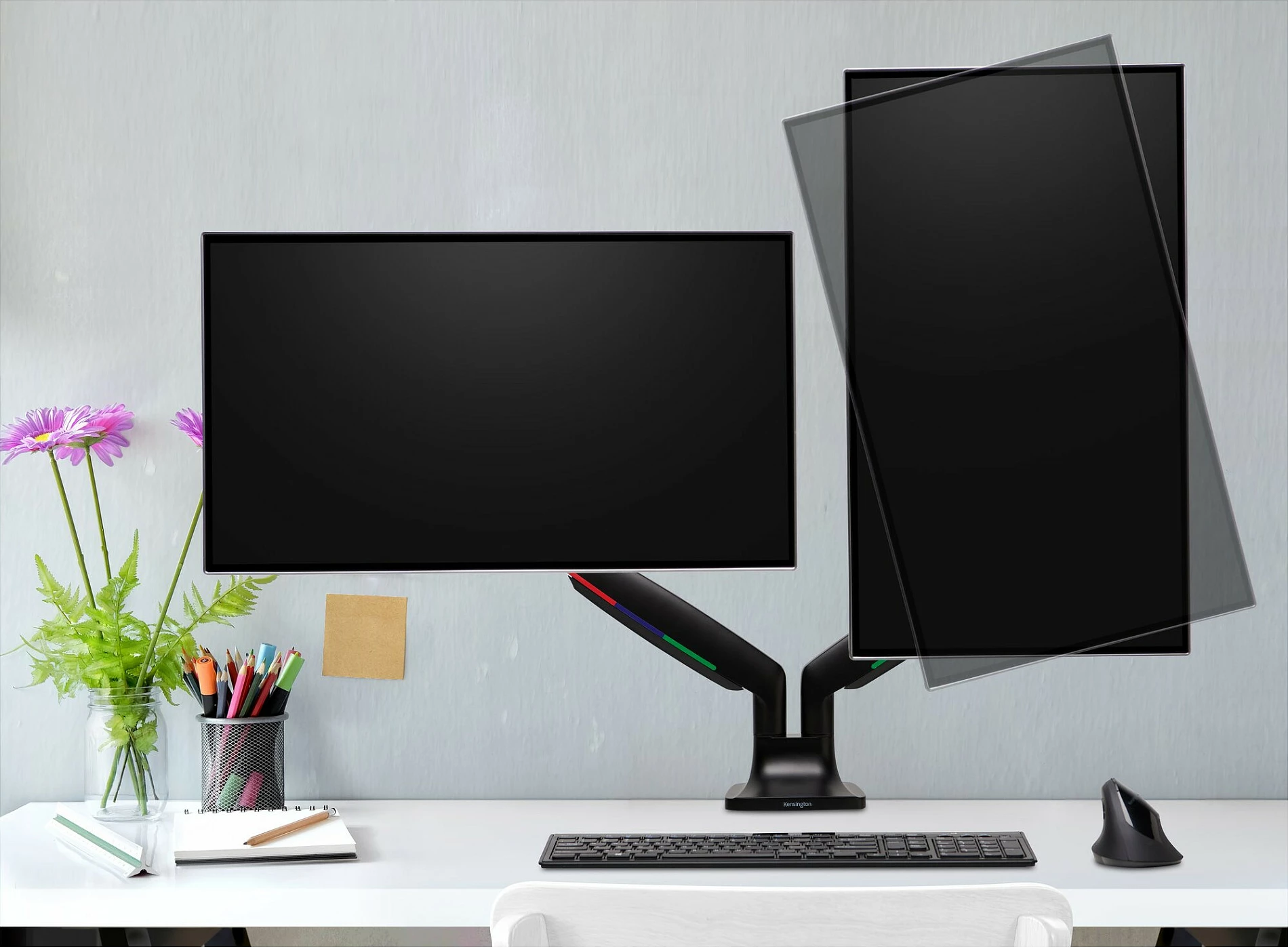 Krah monitori i dyfishtë Kensington SmartFit One-Touch, 13-34 inç, 9kg, i zi