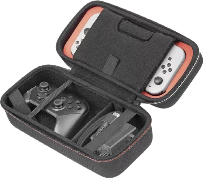 Kasë udhëtimi Nacon Traveler Deluxe System Case Medium për Nintendo Switch 2/OLED/Switch, 12 lojëra, 290×165×105 mm, e zezë