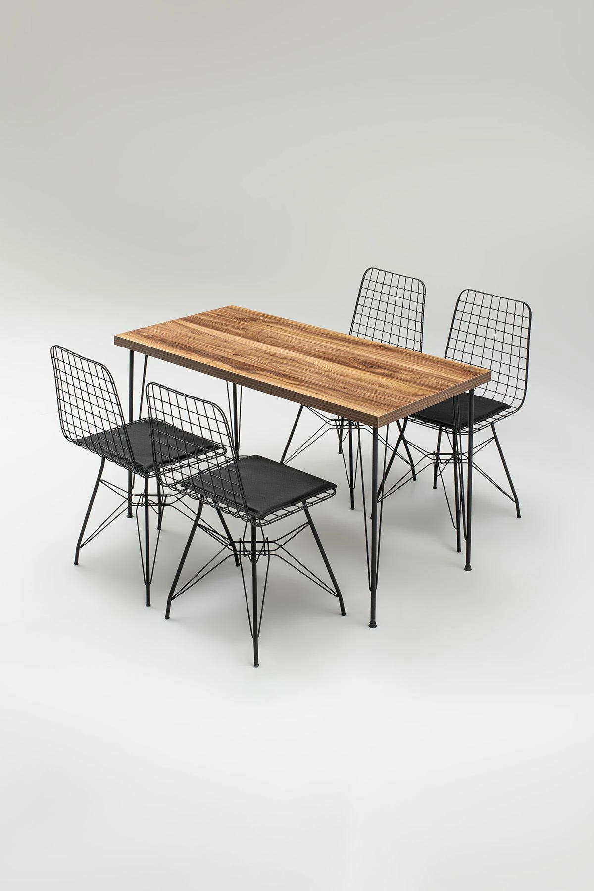 Tavolinë me karrige (5 copë), Skye Decor, Nmsymk001, ngjyrë lis dhe e zezë