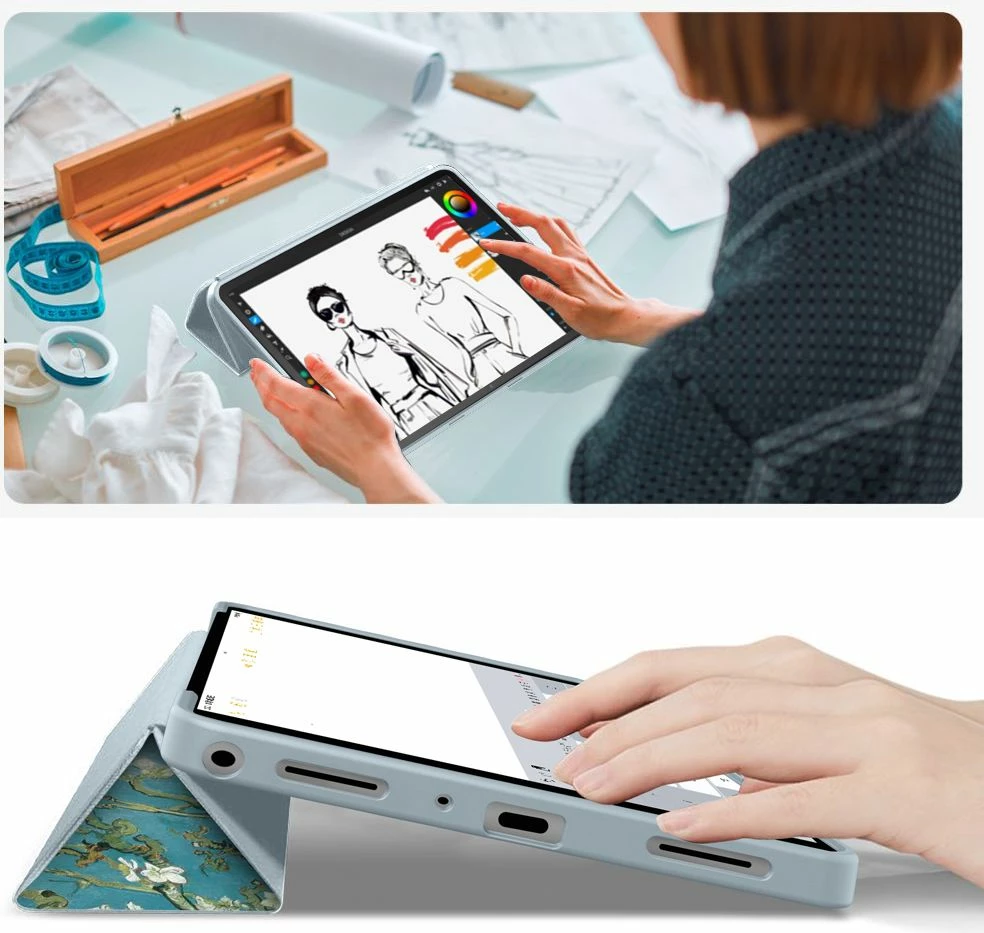 Mbështjellës për tablet Tech-Protect SmartCase për Samsung Galaxy Tab A9+ / A11+ Plus 11.0 (X210/X215/X216/X230/X235/X236), blu/bardhë, 1 copë