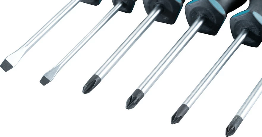 Set kaçavidash Makita E-10528, 6 copë, dorezë ergonomike me gome, zi/kaltër
