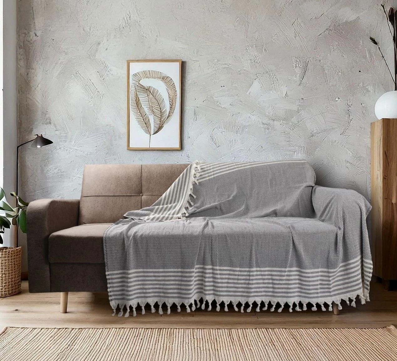 Mbulesë divani Sophia, anthracite, L'Essentiel Linge de Maison, 180x220cm