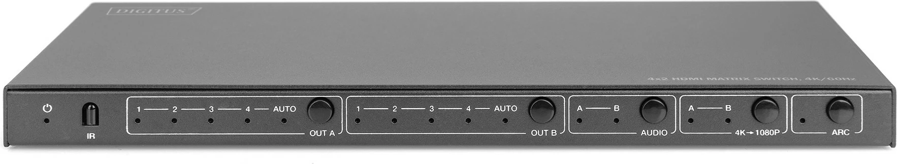 Switch HDMI Digitus 4x2, 4K/60Hz, 4 hyrje, 2 dalje, i zi