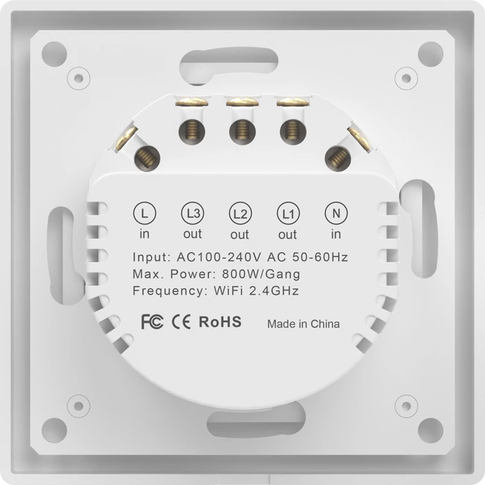 Switch dritash me prekje, Avatto TS20-EU-W3, 3-kanalësh, Wi‑Fi 2.4 GHz, kompatibil me Tuya/Smart Life/Alexa/Google Home, i bardhë
